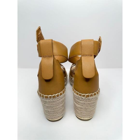 Franco Sarto Leather Sandals Womens Size 9.5 Brown Wedges Open Toe Ankle Strap - Picture 6 of 10